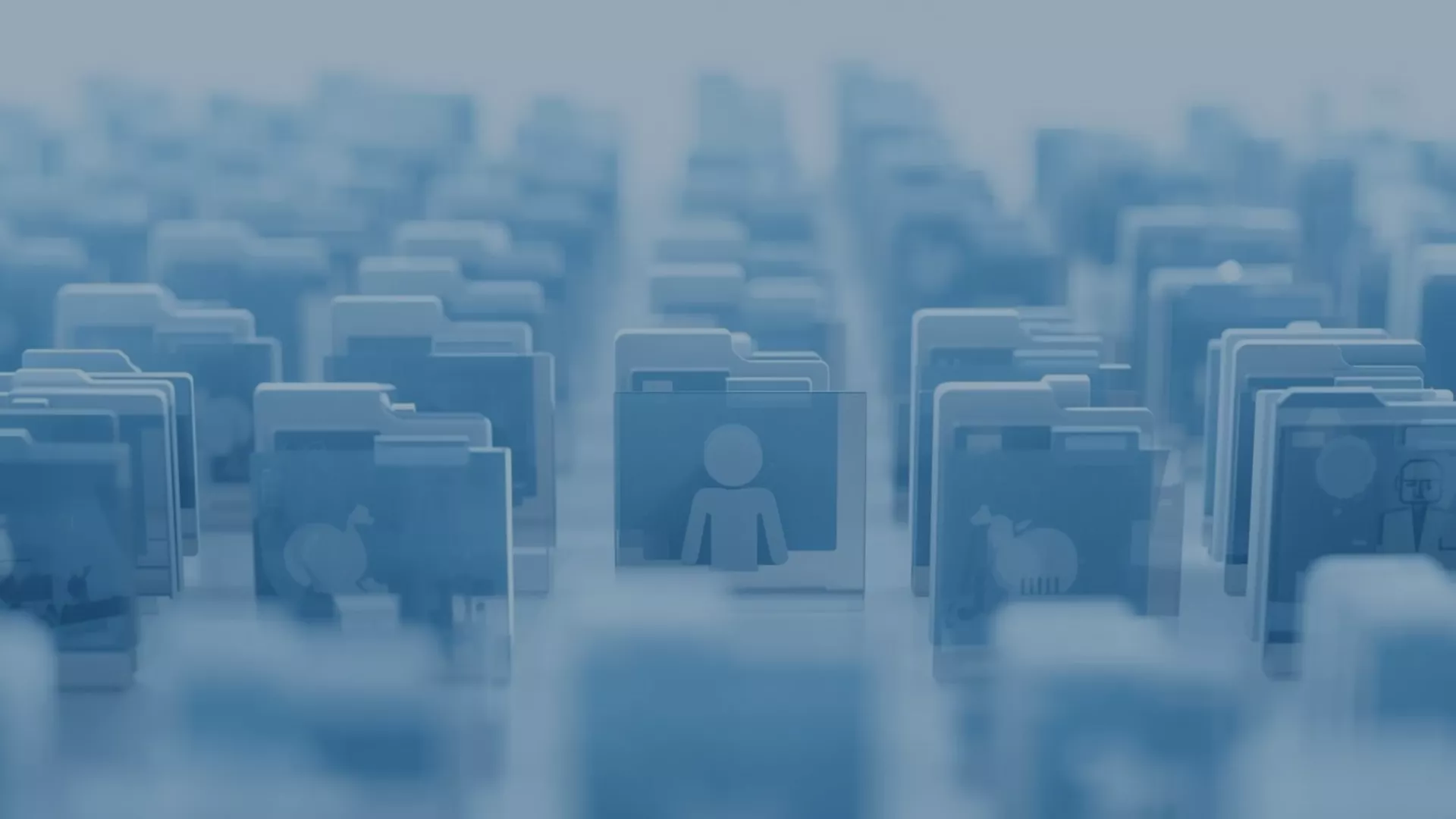 Symbolische Darstellung von digitalen Datenordnern mit Personensymbol – verdeutlicht die Notwendigkeit von Datenminimierung im Datenschutz, um personenbezogene Informationen nur in erforderlichem Umfang zu verarbeiten.