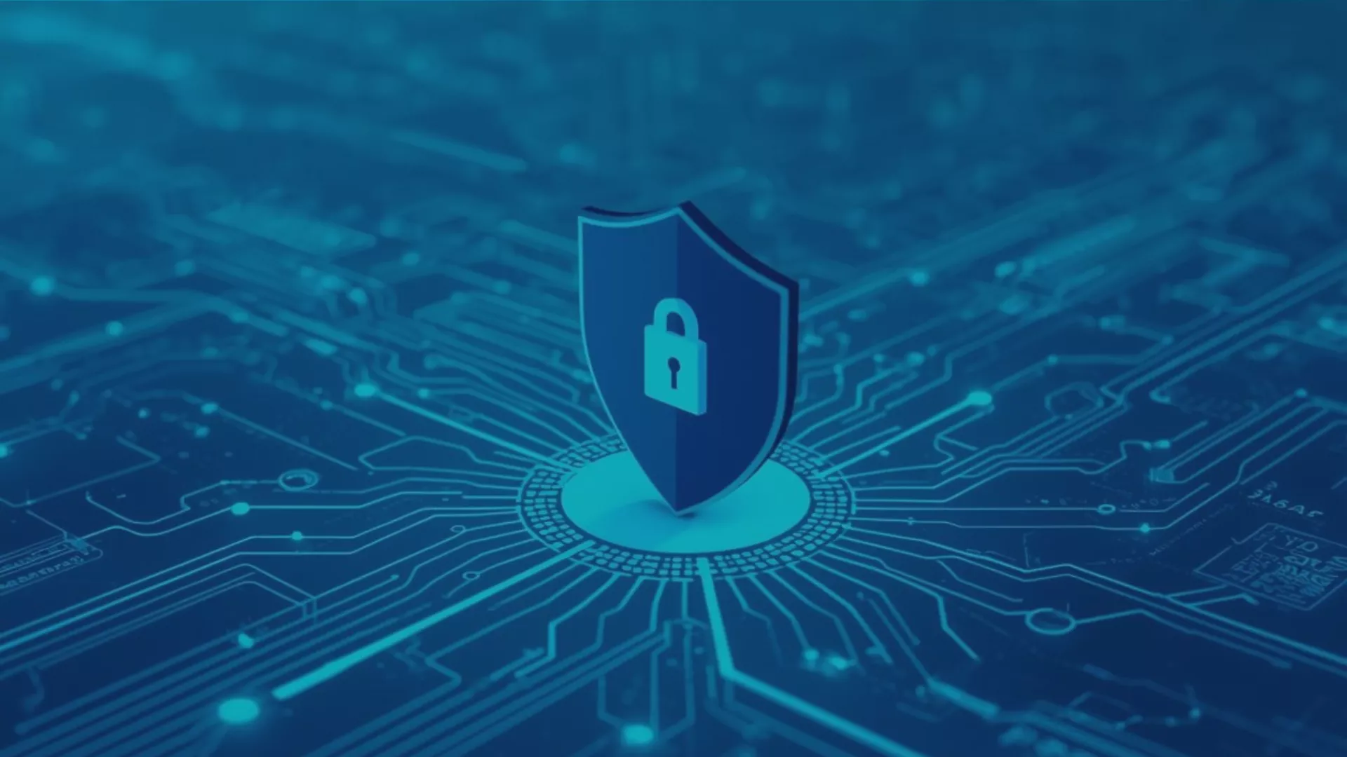 Symbolisches Schild mit Schloss auf digitaler Schaltkreis-Struktur, das die zunehmenden EU-Anforderungen an IT-Security, Risiko­management und operative Resilienz durch NIS-2-Richtlinie und DORA-Verordnung visuell darstellt.