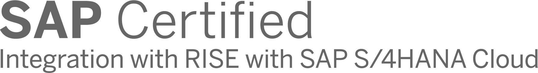 SAP Certified Logo für „Integration with RISE with SAP S/4HANA Cloud“