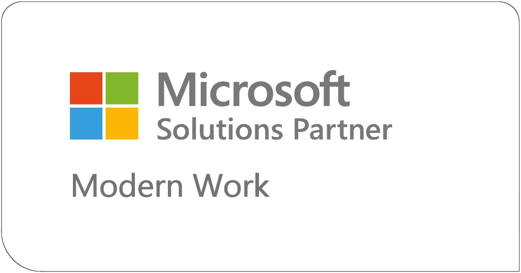 Microsoft Solutions Partner Modern Work Logo, das die zertifizierte Expertise für moderne Arbeitsplatzlösungen und Microsoft-365-Services hervorhebt.