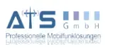ATS GmbH Logo: Blauer „ATS“-Schriftzug mit integriertem Antennen-Symbol und dem Claim „Professionelle Mobilfunklösungen“.