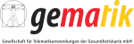 Offizielles Firmenlogo gematik in schwarzer rot gelbem Schriftzug 