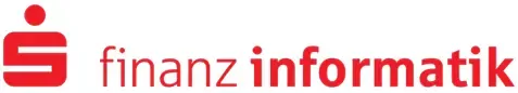 Logo der Finanz Informatik mit dem roten Sparkassen-S-Symbol und modernem rotem Schriftzug